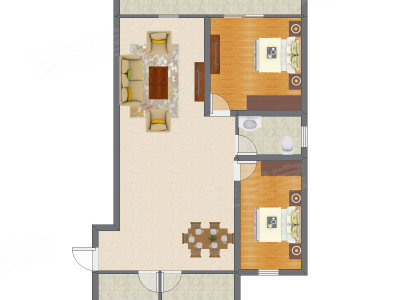 2室2厅 89.50平米户型图