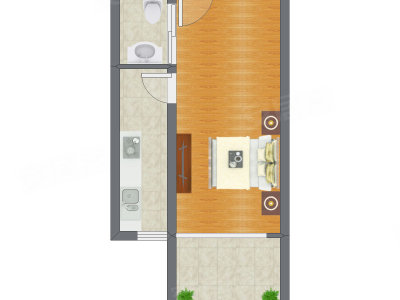 1室0厅 46.78平米户型图