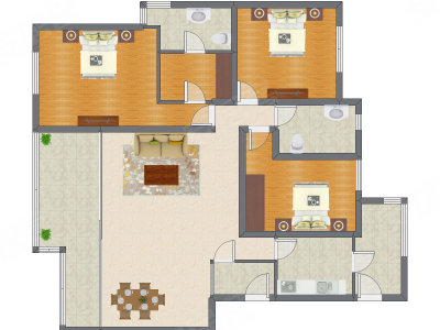 3室2厅 146.02平米户型图