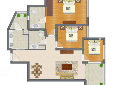 3室2厅 98.76平米户型图