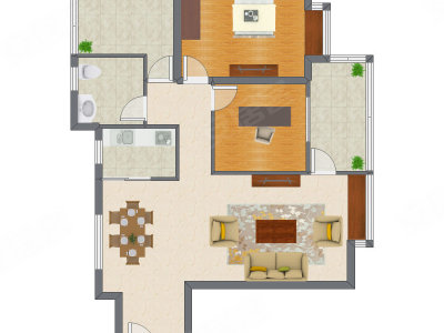 2室2厅 99.25平米户型图