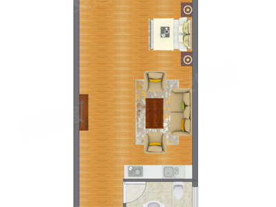 1室1厅 46.66平米户型图