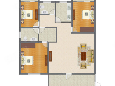 3室1厅 120.00平米户型图