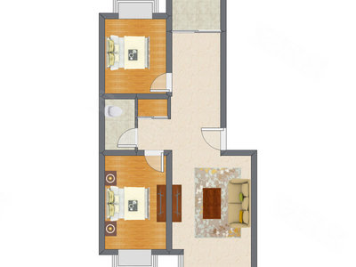 2室1厅 83.83平米户型图