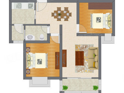 2室2厅 86.70平米户型图