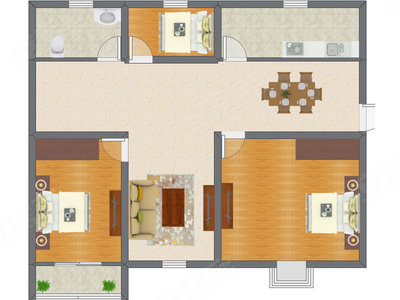 2室2厅 93.73平米户型图