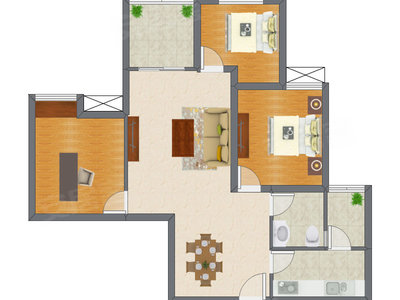 3室2厅 97.01平米