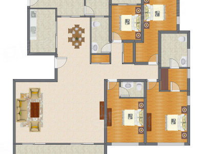 4室2厅 191.34平米户型图