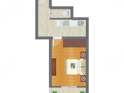 1室0厅 40.87平米户型图
