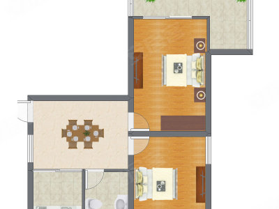 2室1厅 73.05平米户型图