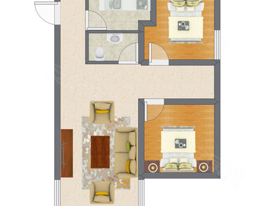 2室2厅 69.53平米户型图