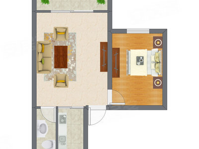 1室1厅 67.00平米户型图