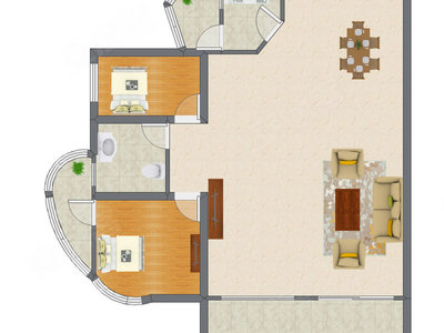 2室2厅 126.00平米户型图