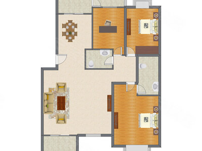 3室2厅 191.00平米户型图