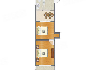 2室1厅 50.37平米户型图