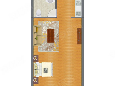1室0厅 40.80平米户型图