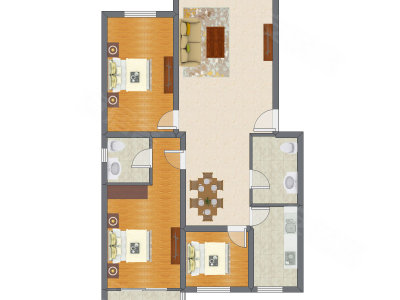 3室2厅 128.77平米户型图