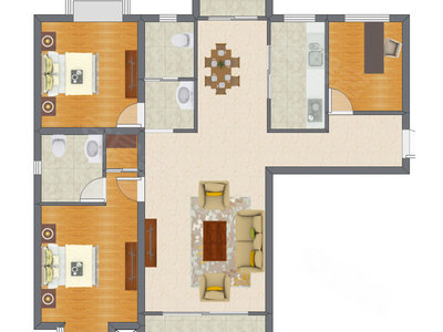 3室2厅 129.56平米