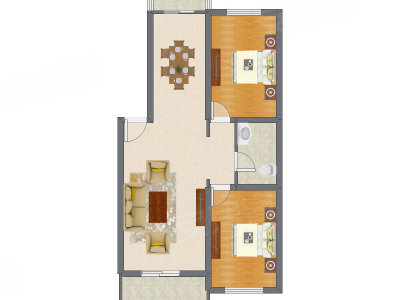 2室2厅 93.22平米户型图