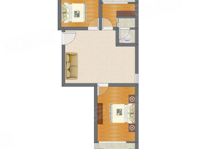 2室1厅 75.79平米户型图