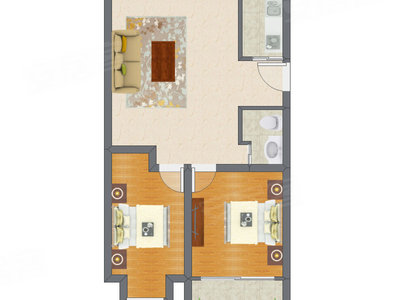 2室1厅 78.22平米户型图