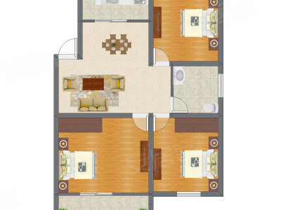 3室1厅 75.99平米