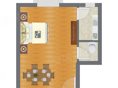 1室0厅 44.65平米户型图