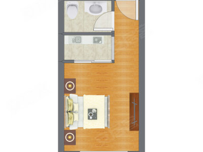 1室0厅 28.50平米户型图