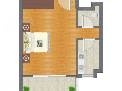 1室0厅 50.73平米户型图