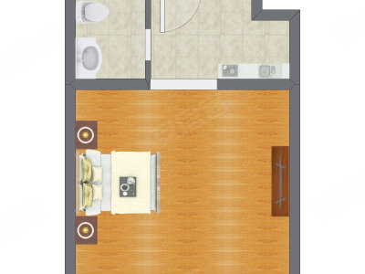 1室0厅 46.98平米户型图