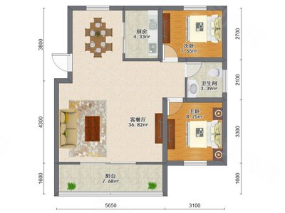 2室2厅 99.45平米