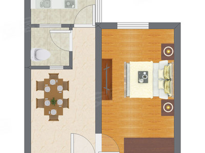 1室1厅 41.00平米户型图