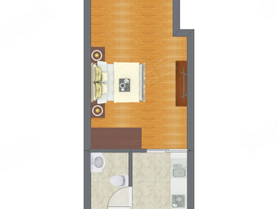 1室0厅 23.43平米户型图