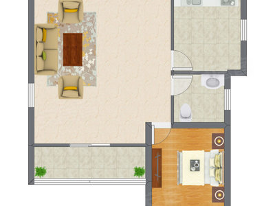 1室1厅 59.40平米户型图