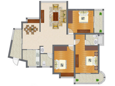 3室2厅 126.00平米户型图