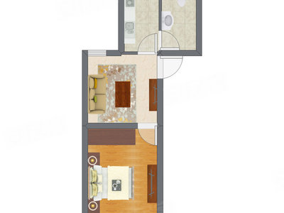1室1厅 25.52平米户型图