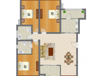 3室2厅 101.22平米户型图