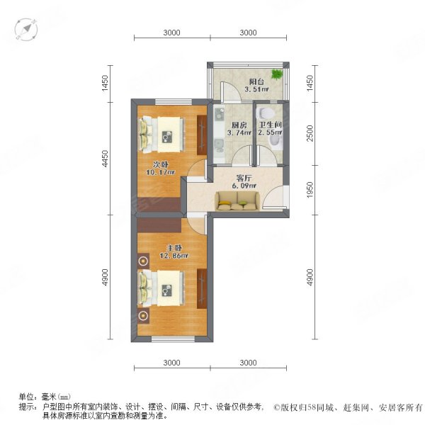 刀把卧室户型图图片