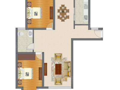 2室2厅 111.20平米户型图