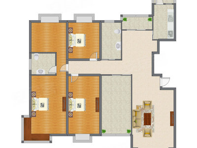 3室1厅 255.00平米户型图