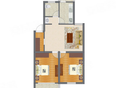 2室1厅 85.60平米户型图