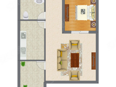 1室1厅 72.16平米户型图