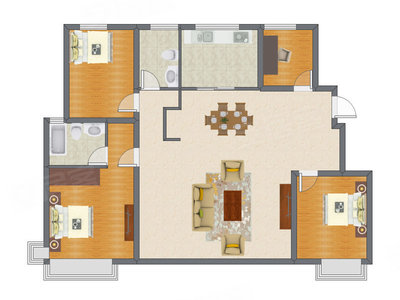 4室2厅 127.00平米户型图