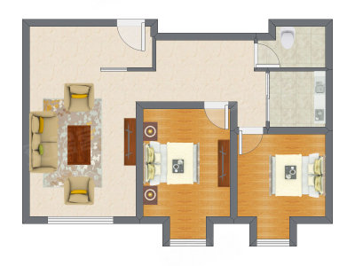 2室1厅 93.76平米户型图