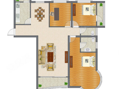 2室2厅 107.85平米户型图