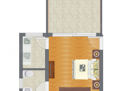 1室0厅 29.04平米户型图