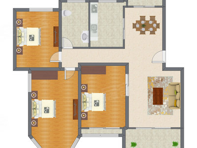 3室2厅 129.00平米