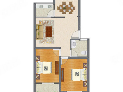 2室2厅 81.15平米户型图