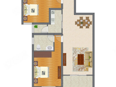 2室2厅 89.88平米户型图