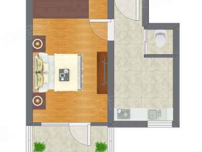 1室0厅 31.90平米户型图